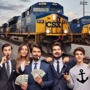 A CSX SD75 leading a train with various people wearing business attire in front of the train two pe (1) - Friends of the Railroads Ancora wants to force merger that is perceived as a "money making one."